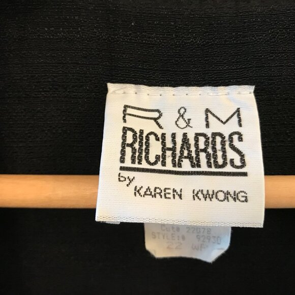 Vintage Blazer Tunic: 80s Blue & Black Jacket with Gold Trim, Plus Size 22WP - Picture 5 of 11